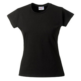 LADIES FITTED CREW NECK T-SHIRT ID407 ΜΑΥΡΟ